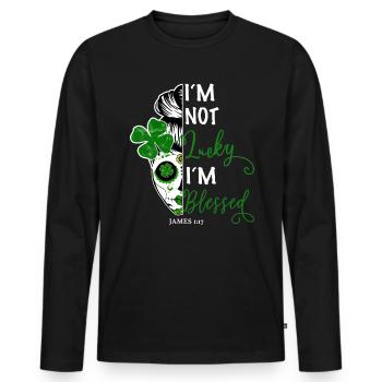 Christian Religious Verse - Men's Premium Organic Long Sleeve Shirt - black - Front - Nico (187cm)
