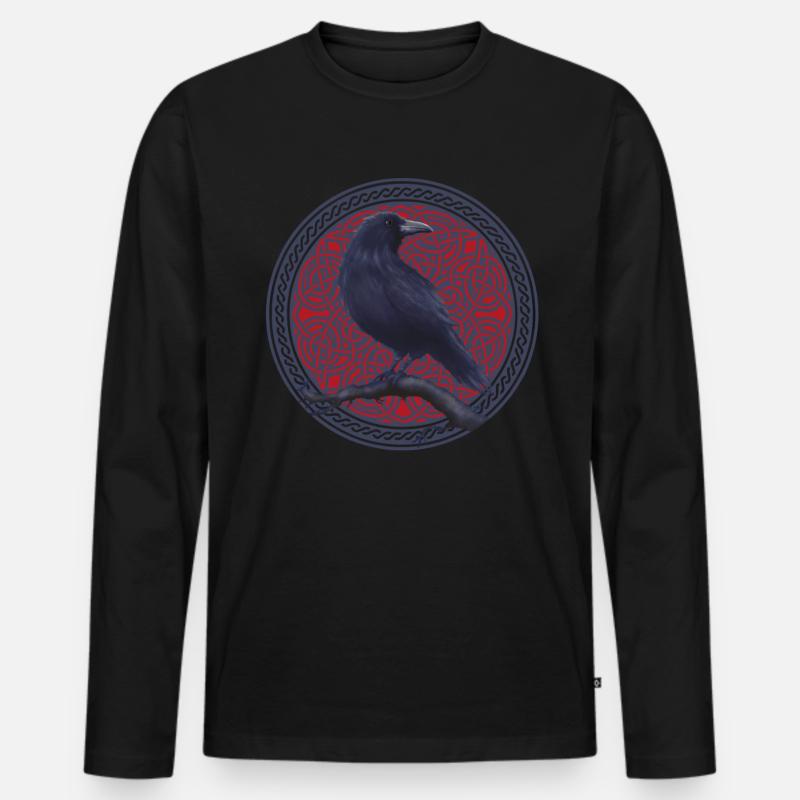 Rabe Krähe Keltisch Kelten - Männer Premium Bio Langarmshirt - Schwarz