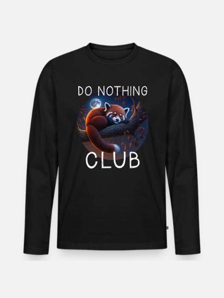 Do Nothing Club Roter Panda - Männer Premium Bio Langarmshirt - Schwarz