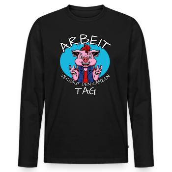 lustiger Spruch Arbeit Büro Tischler Maurer Humor - Männer Premium Bio Langarmshirt - Schwarz - Vorne - Nico (187cm)