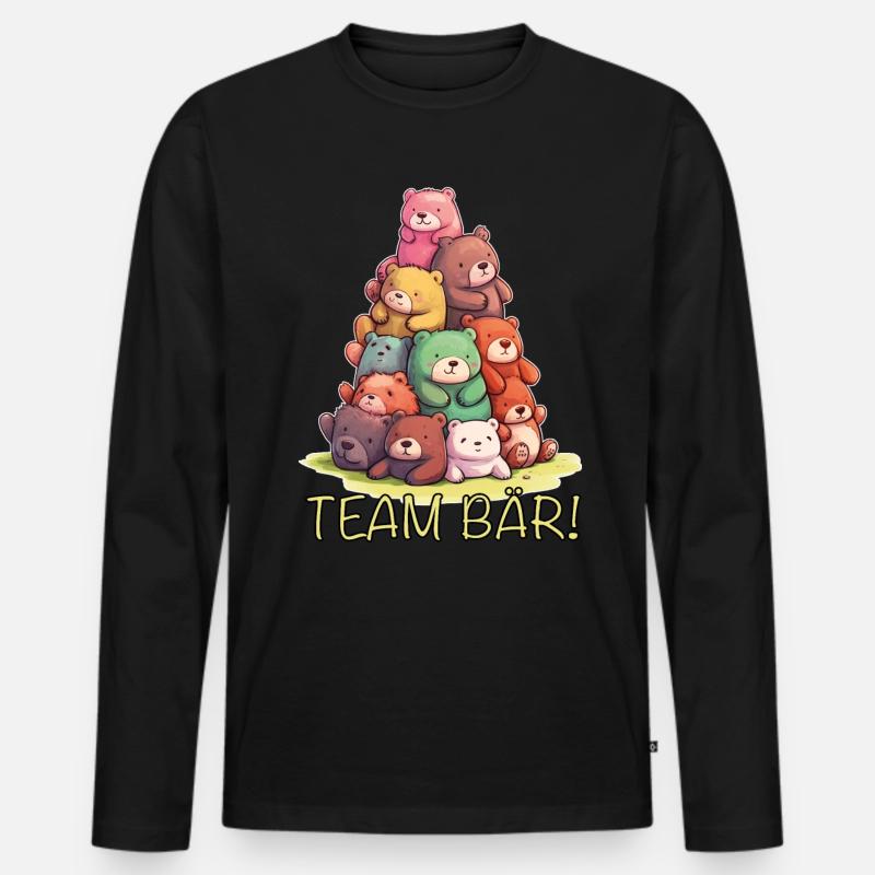 Team Bär Teddybär - Männer Premium Bio Langarmshirt - Schwarz