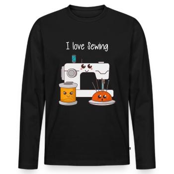 Seamstress Sewing Machine Thread Sewing Seam Seam Seam - Men's Premium Organic Long Sleeve Shirt - black - Front - Nico (187cm)