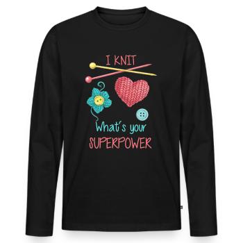 Stricken Geschenkidee Stricknadel Strickerin Garn - Männer Premium Bio Langarmshirt - Schwarz - Vorne - Nico (187cm)