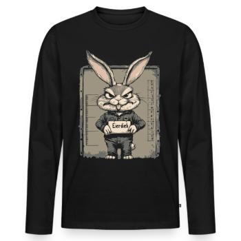 Hase Eierdieb Osterhase Mugshot Polizeifoto Ostern - Männer Premium Bio Langarmshirt - Schwarz - Vorne - Nico (187cm)
