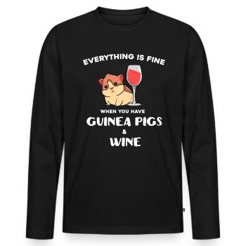 Cute Guinea Pig Gift For Wine Lover product - Men's Premium Organic Long Sleeve Shirt - black - Front - Nico (187cm)