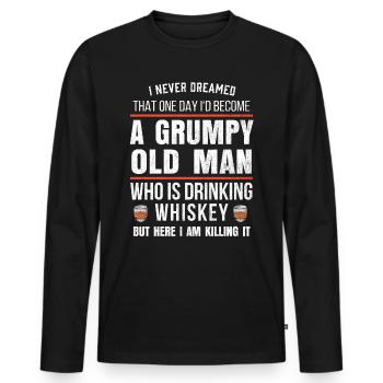Mens Whiskey Geschenk für Bourbon Trinker lustig - Männer Premium Bio Langarmshirt - Schwarz - Vorne - Nico (187cm)