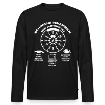 Der Oldtimer wird 50 Jahre alt lustige Auto Spruch - Männer Premium Bio Langarmshirt - Schwarz - Vorne - Nico (187cm)