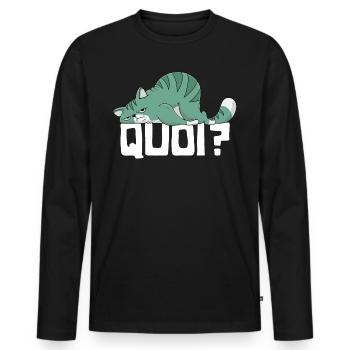 Katze Was für ein Geschenk Humor Katze Kätzchen Frau Mädchen - Männer Premium Bio Langarmshirt - Schwarz - Vorne - Nico (187cm)