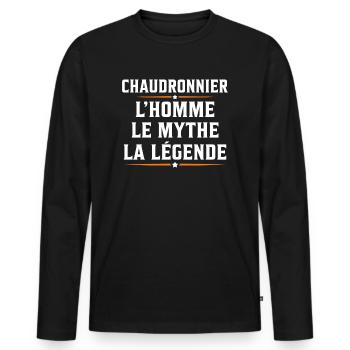 chaudronnier l'homme mythe mégende soudeur - T-shirt manches longues Premium bio Homme - noir - Devant - Nico (187cm)