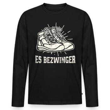 Alpenüberquerung Oberstdorf Meran E5 Fernwanderweg - Männer Premium Bio Langarmshirt - Schwarz - Vorne - Nico (187cm)