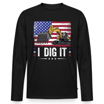 Retro Excavator Slogan Excavator Driver Construction Site - T-shirt manches longues Premium bio Homme - noir - Devant - Nico (187cm)