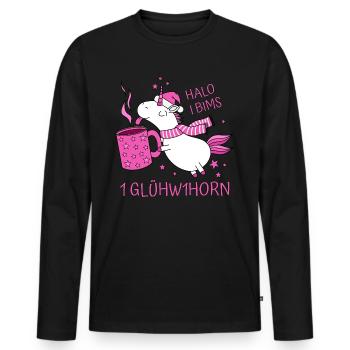 Einhorn Glühweinhorn Halo I Bims 1 Glühw1horn pink - Männer Premium Bio Langarmshirt - Schwarz - Vorne - Nico (187cm)