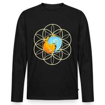 Yin Yang and the Flower of Life - Flower of Life - Men's Premium Organic Long Sleeve Shirt - black - Front - Nico (187cm)