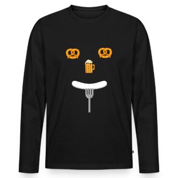 Blanc brezel bière Bayern Cadeau - T-shirt manches longues Premium bio Homme - noir - Devant - Nico (187cm)
