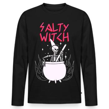 Halloween Shirt Sekelton Witchcraft Salty Witch - Männer Premium Bio Langarmshirt - Schwarz - Vorne - Nico (187cm)