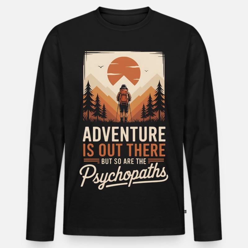 Wanderer im Bergpanorama - Männer Premium Bio Langarmshirt - Schwarz