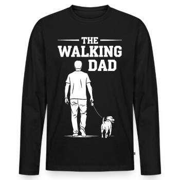 Le Père Marchant - Cadeau Papa Chien Drôle - T-shirt manches longues Premium bio Homme - noir - Devant - Nico (187cm)