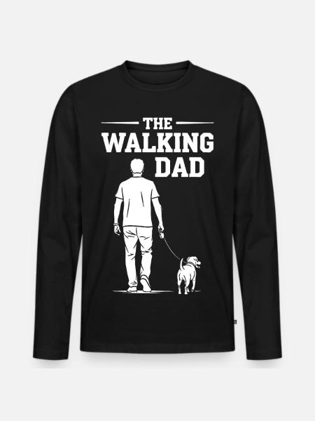De Wandelende Vader - Grappig Hondenvadercadeau - Mannen Premium Bio shirt met lange mouwen - zwart