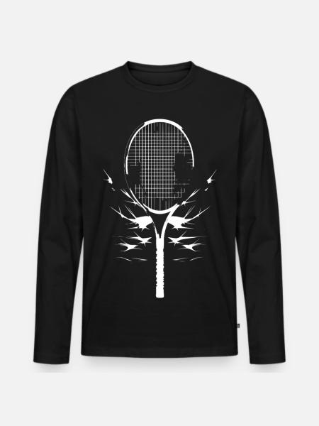 Tennis Racket Sketch - Men's Premium Organic Long Sleeve Shirt - black