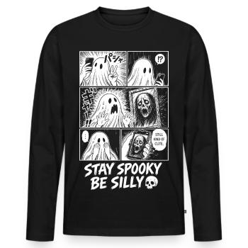 Stay Spooky Be Silly Ghost - Männer Premium Bio Langarmshirt - Schwarz - Vorne - Nico (187cm)