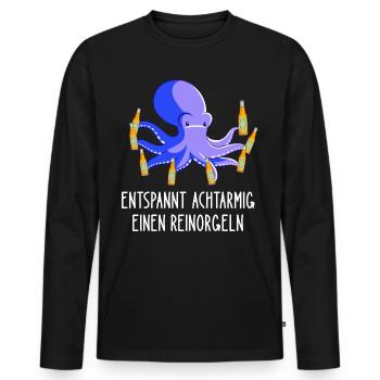 Entspannt Achtarmig einen reinorgeln Tintenfisch - Männer Premium Bio Langarmshirt - Schwarz - Vorne - Nico (187cm)