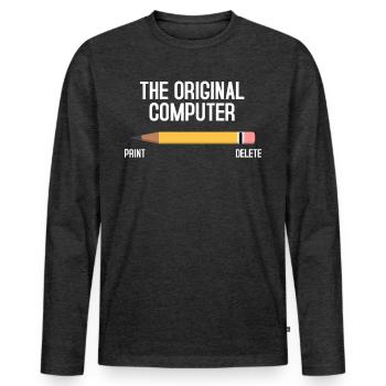 Computer - Männer Premium Bio Langarmshirt - Anthrazit meliert - Vorne - Nico (187cm)