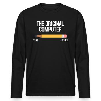 Computer - Männer Premium Bio Langarmshirt - Schwarz - Vorne - Nico (187cm)