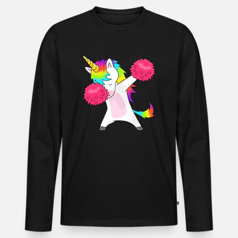 Dabbing Einhorn Cheerleader - Männer Premium Bio Langarmshirt - Schwarz