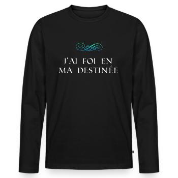 J'ai foi en ma destinée Citation positive - T-shirt manches longues Premium bio Homme - noir - Devant - Nico (187cm)