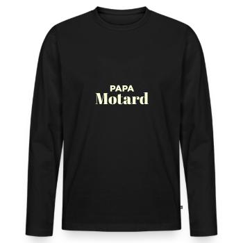 Papa motard - T-shirt manches longues Premium bio Homme - noir - Devant - Nico (187cm)