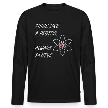 Proton - Soyez positif - T-shirt manches longues Premium bio Homme - noir - Devant - Nico (187cm)