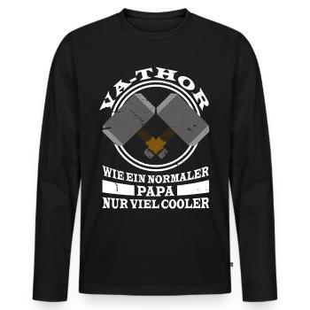 Vathor Fathor Vater Held Hammer Papa - Männer Premium Bio Langarmshirt - Schwarz - Vorne - Nico (187cm)