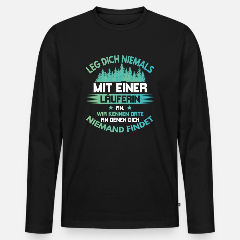 Joggen – Shirt Läuferin Freizeit Geschenk - Männer Premium Bio Langarmshirt - Schwarz