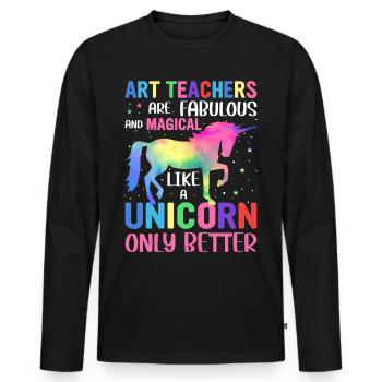 Kunstlehrer sind fabelhaft und magisch wie Einhorn - Männer Premium Bio Langarmshirt - Schwarz - Vorne - Nico (187cm)