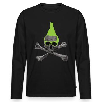 Punk Skull - Iroquois Punkrock Skull Shirt - Men's Premium Organic Long Sleeve Shirt - black - Front - Nico (187cm)