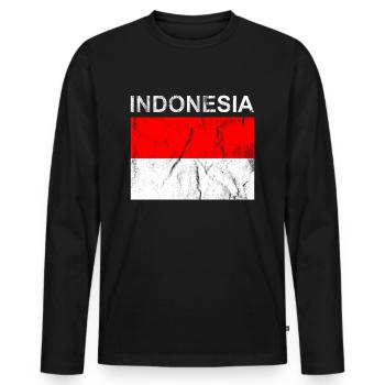 Indonésie - drapeau de l'Indonésie, drapeau T-shirt - T-shirt manches longues Premium bio Homme - noir - Devant - Nico (187cm)