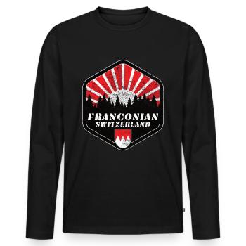 Fränkische Schweiz Geschenkidee Franke Oberfranken - Männer Premium Bio Langarmshirt - Schwarz - Vorne - Nico (187cm)