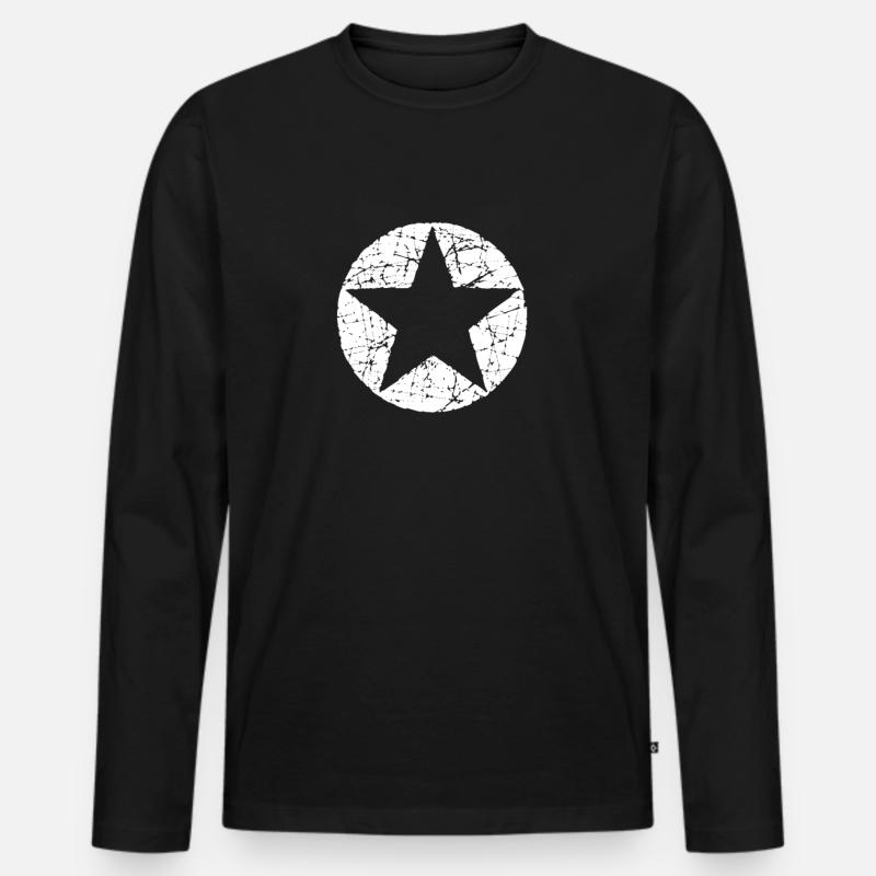 Stern - Männer Premium Bio Langarmshirt - Schwarz