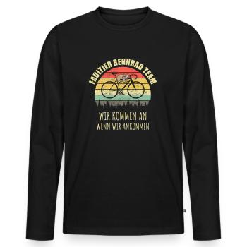 Rennrad Faultier Vintage Retro Spruch Radfahrer - Männer Premium Bio Langarmshirt - Schwarz - Vorne - Nico (187cm)
