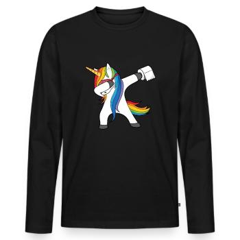 Einhorn Klopapier Dabbing Unicorn Lustiges Motiv - Männer Premium Bio Langarmshirt - Schwarz - Vorne - Nico (187cm)