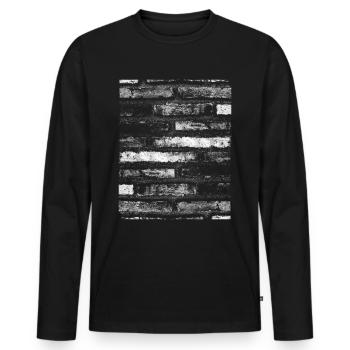 Schwarz und Weiß. Ziegelsteine Hintergrund vinrag - Männer Premium Bio Langarmshirt - Schwarz - Vorne - Nico (187cm)