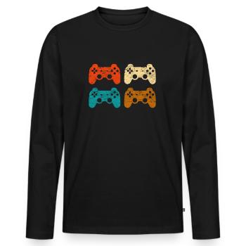 Game Controller Retro Vintage Gamer Gaming - Männer Premium Bio Langarmshirt - Schwarz - Vorne - Nico (187cm)