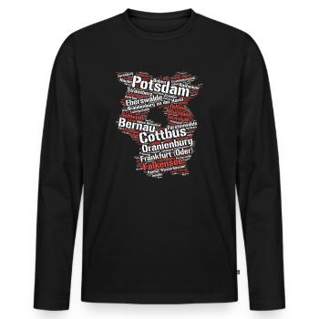 Bundesland Brandenburg: Städte im Umriss - Männer Premium Bio Langarmshirt - Schwarz - Vorne - Nico (187cm)
