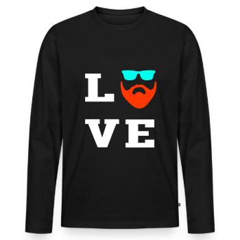 Barbe barbe barbe - T-shirt manches longues Premium bio Homme - noir - Devant - Nico (187cm)