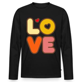 Signe de paix Amour des années 60 des années 70 Costume Groovy Hippie - T-shirt manches longues Premium bio Homme - noir - Devant - Nico (187cm)