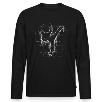 Urban Street Art Arts Martiaux Side-Kick Taekwondo - T-shirt manches longues Premium bio Homme - noir - Devant - Nico (187cm)