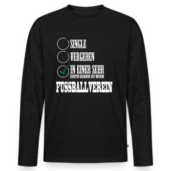 In einer Beziehung mit meinem Fussballverein - Männer Premium Bio Langarmshirt - Schwarz - Vorne - Nico (187cm)