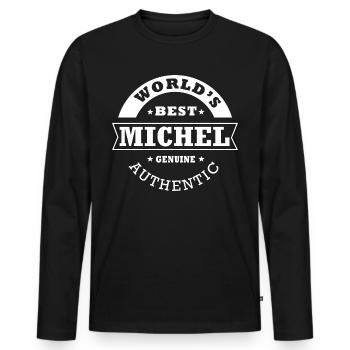 Michel world s best gift first name michel - Men's Premium Organic Long Sleeve Shirt - black - Front - Nico (187cm)