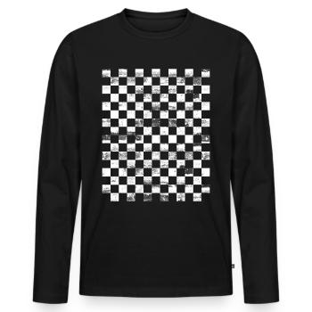 chessboard Grunged - Men's Premium Organic Long Sleeve Shirt - black - Front - Nico (187cm)