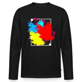 Colorful paint stain frame gift - Men's Premium Organic Long Sleeve Shirt - black - Front - Nico (187cm)